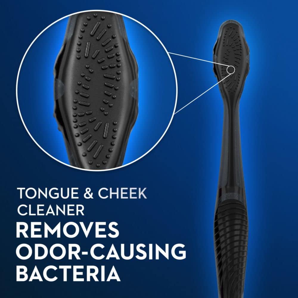 image:imageOralB 3D White Charcoal toothbrush 2 count MEDIUM manual tootbrush pack Whitens teeth removes plaque and stains tongue scraper tooth brush1 Count Pack of 1