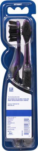 image:imageOralB 3D White Charcoal toothbrush 2 count MEDIUM manual tootbrush pack Whitens teeth removes plaque and stains tongue scraper tooth brush2 Count Pack of 2