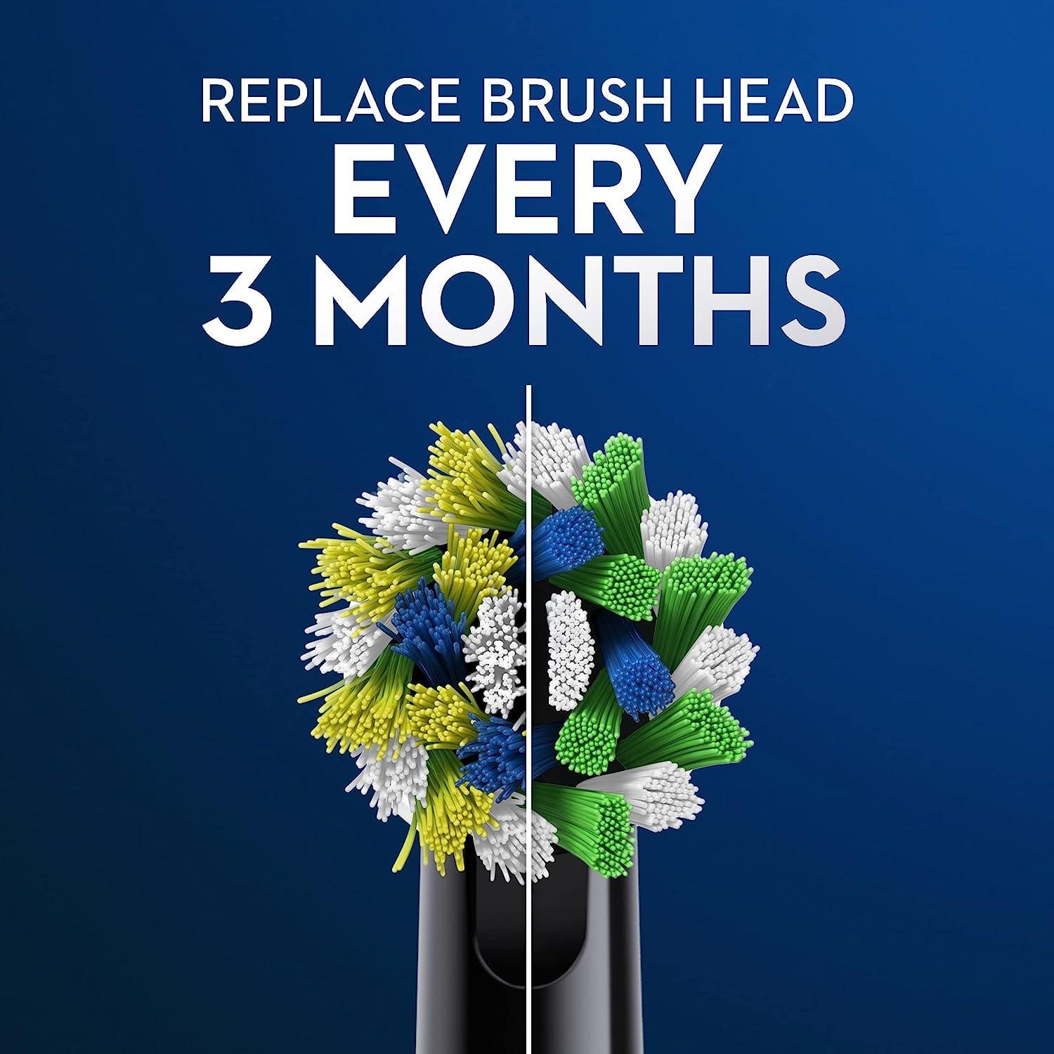 image:imageOralB CrossAction Electric Toothbrush Replacement Brush Heads Black 4 Count 1 Sensitive WhiteBlack