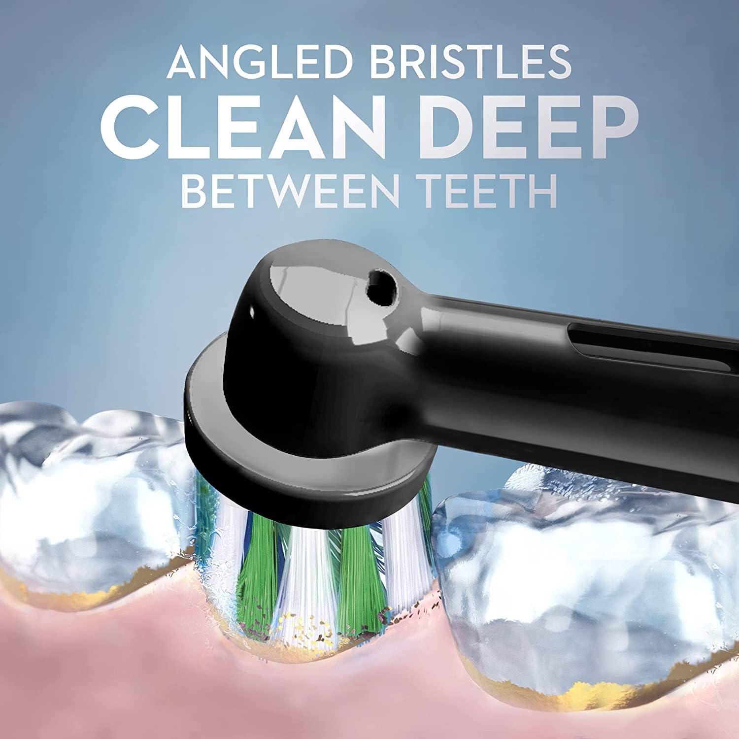 image:imageOralB CrossAction Electric Toothbrush Replacement Brush Heads Black 4 Count 1 Sensitive WhiteBlack