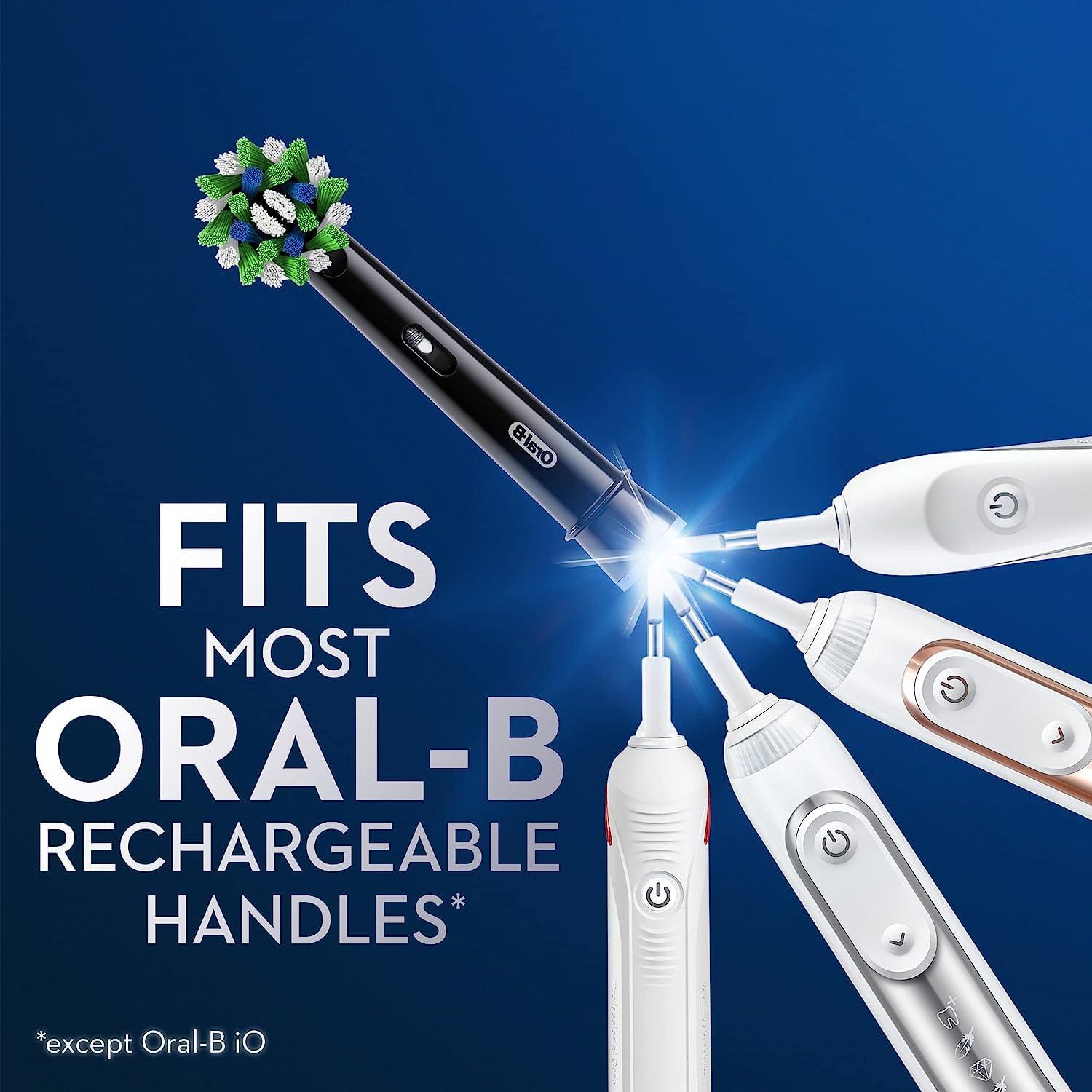 image:imageOralB CrossAction Electric Toothbrush Replacement Brush Heads Black 4 Count 1 Sensitive WhiteBlack