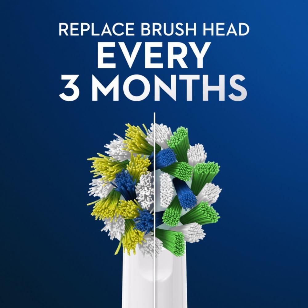 image:imageOralB CrossAction Electric Toothbrush Replacement Brush Heads Black 4 Count 1 Sensitive WhiteGreen yellow