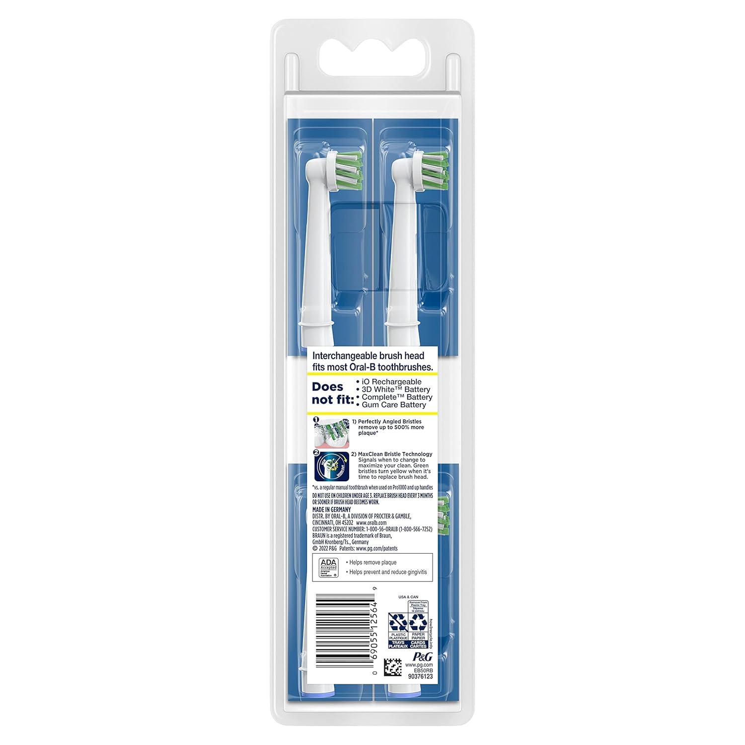 image:imageOralB CrossAction Electric Toothbrush Replacement Brush Heads Black 4 Count 1 Sensitive WhiteWhite