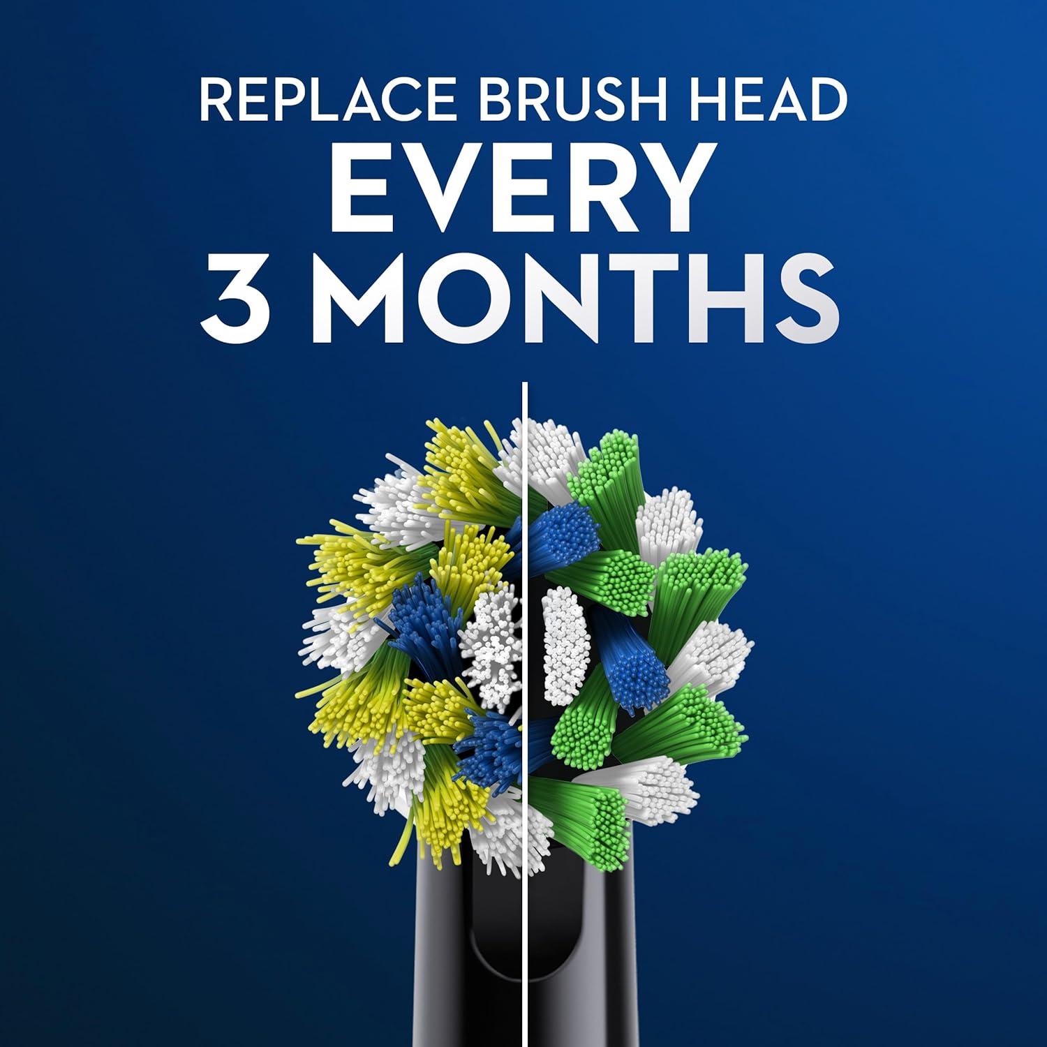 image:imageOralB CrossAction Electric Toothbrush Replacement Brush Heads Black 4 Count 1 Sensitive WhiteWhite