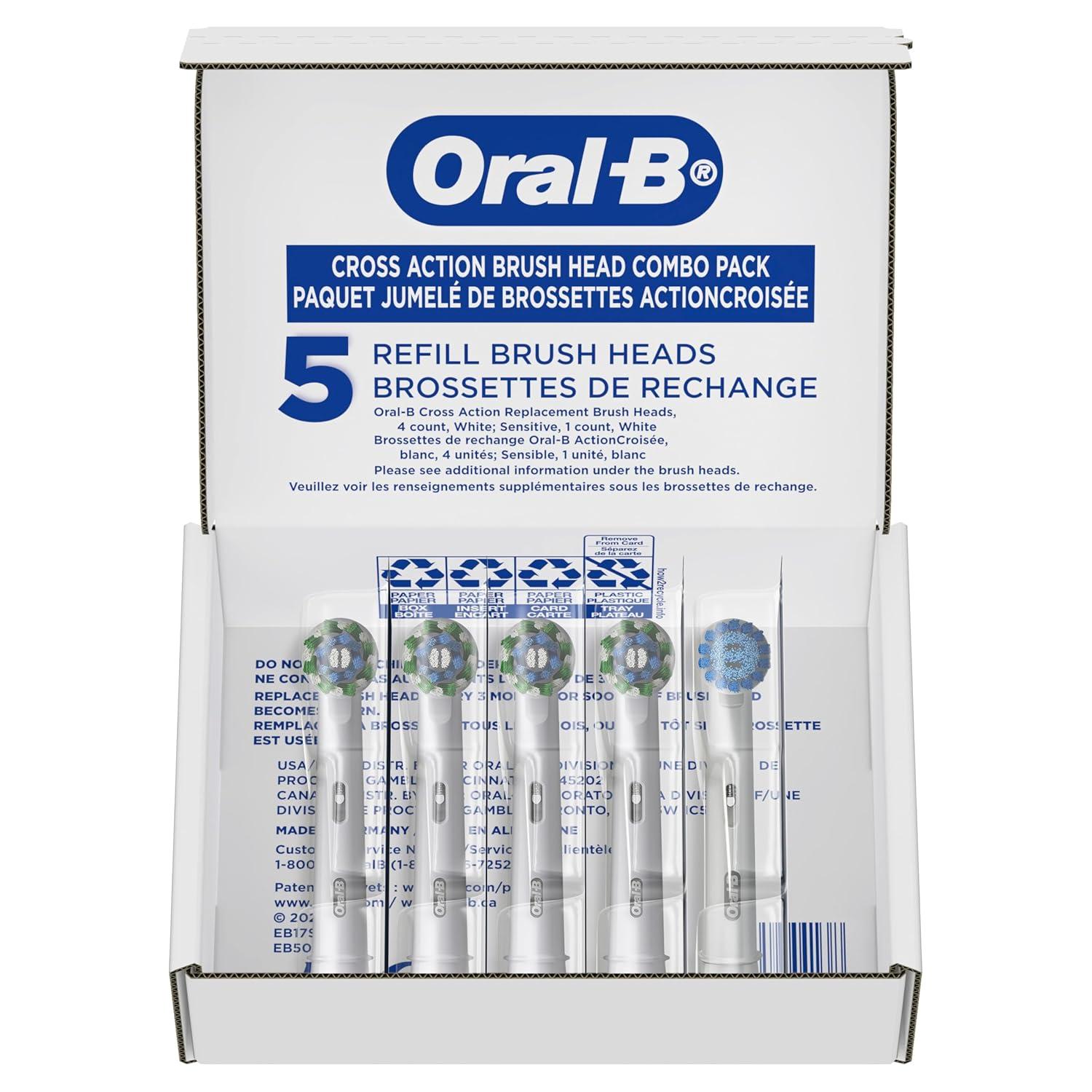 image:imageOralB CrossAction Electric Toothbrush Replacement Brush Heads Black 4 Count 1 Sensitive WhiteWhite
