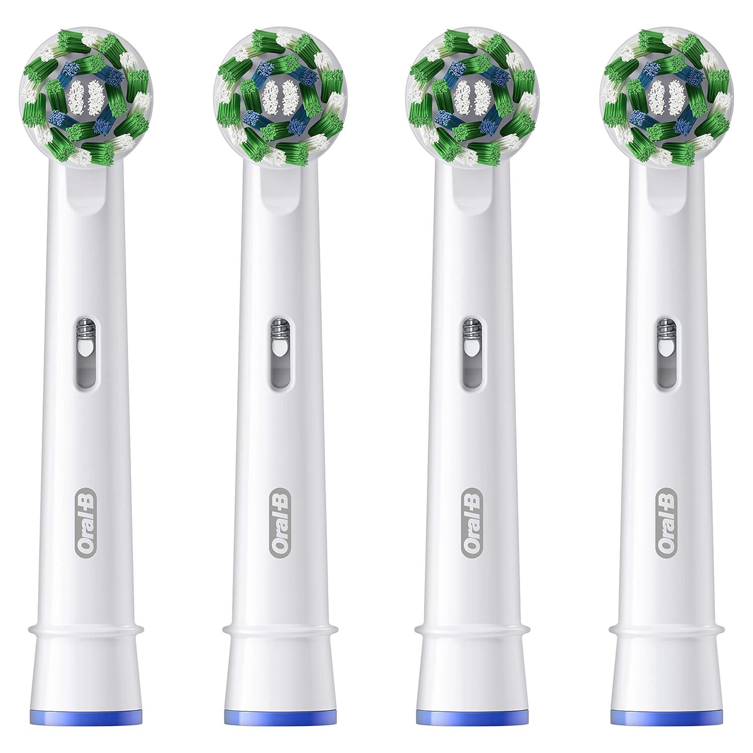 image:imageOralB CrossAction Electric Toothbrush Replacement Brush Heads Black 4 Count 1 Sensitive WhiteWhite