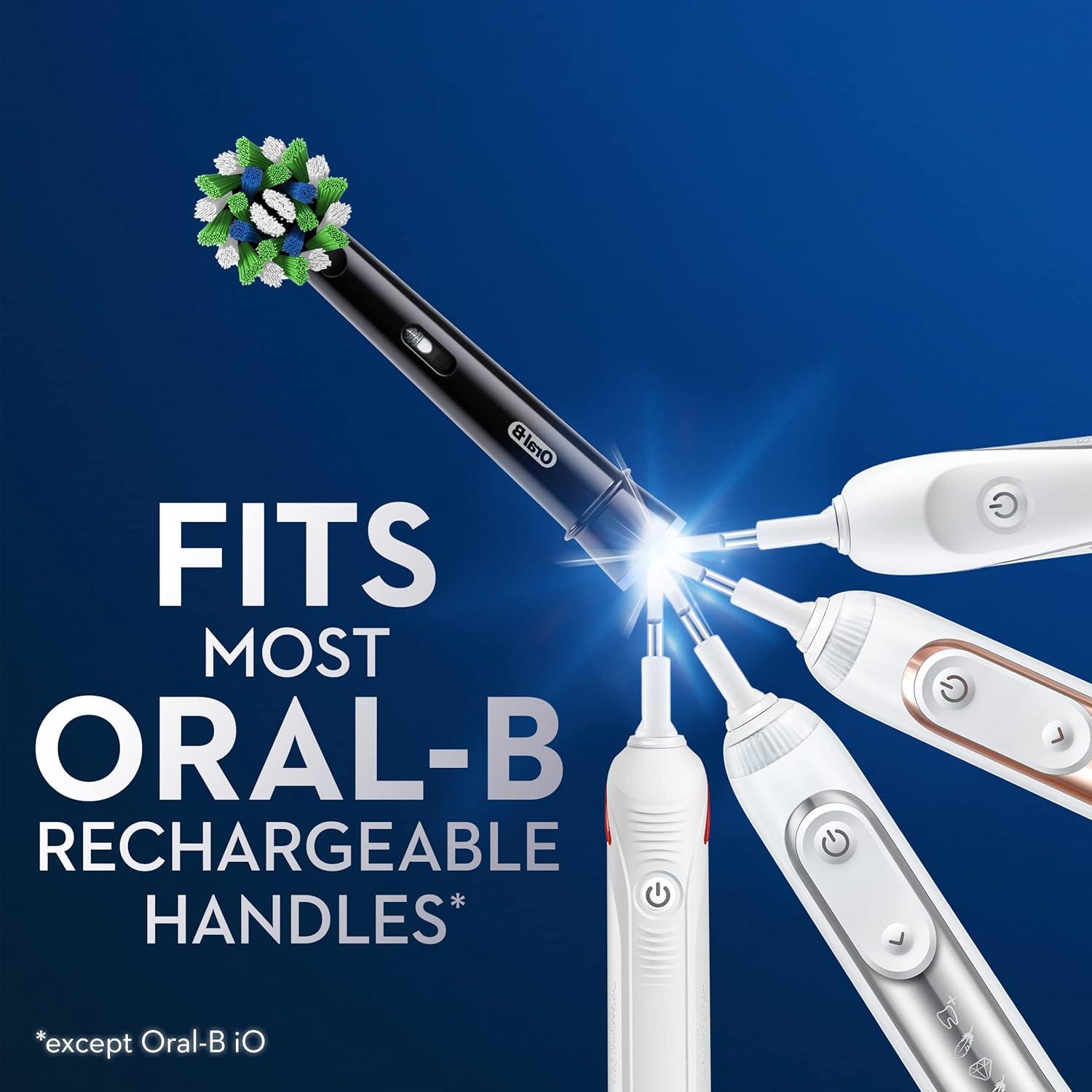 image:imageOralB CrossAction Electric Toothbrush Replacement Brush Heads Black 4 Count 1 Sensitive WhiteWhite