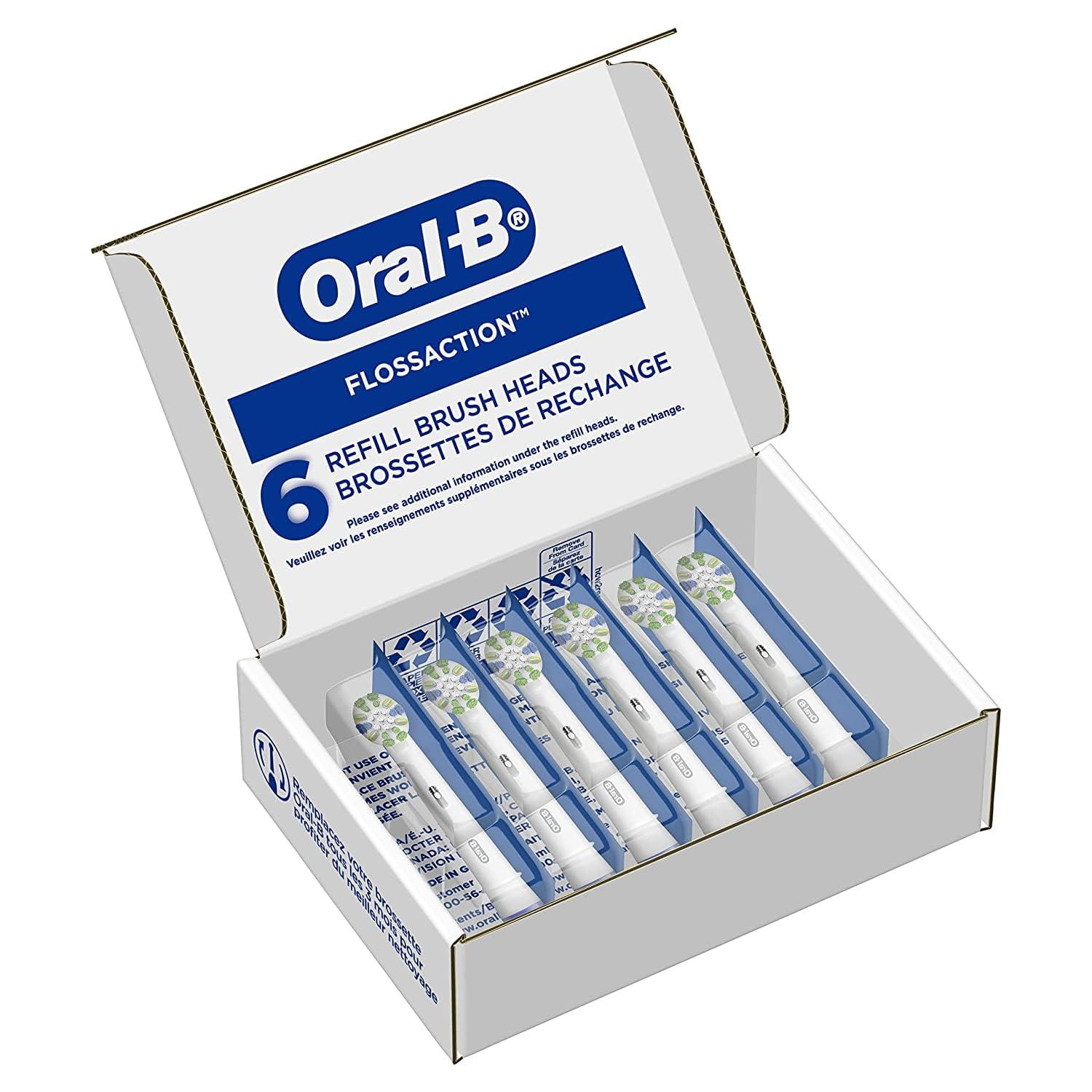 image:imageOralB FlossAction Electric Toothbrush Replacement Brush Heads White 4 Count 1 Sensitive White1 Count Pack of 6