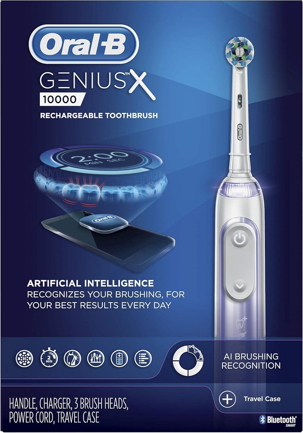 image:imageOralB GENIUS X Electric Toothbrush with 3 OralB Replacement Brush Heads and Toothbrush Case White Packaging May VaryOrchid Purple