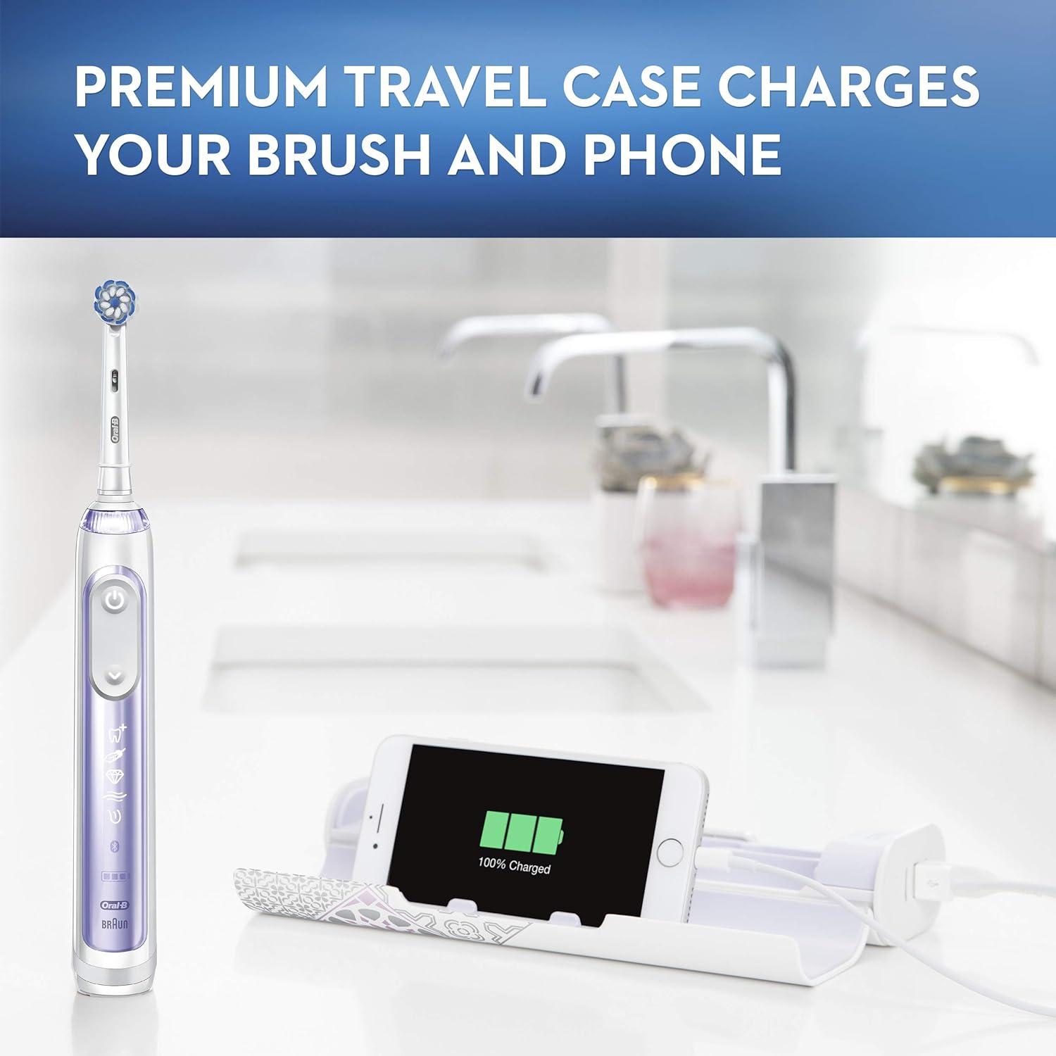 image:imageOralB GENIUS X Electric Toothbrush with 3 OralB Replacement Brush Heads and Toothbrush Case White Packaging May VaryOrchid Purple