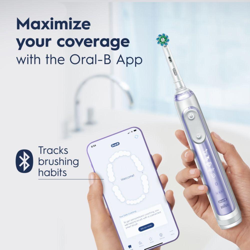 image:imageOralB Genius X Limited Rechargeable Electric Toothbrush with 1 Replacement Brush Head Travel Case Midnight BlackPurple