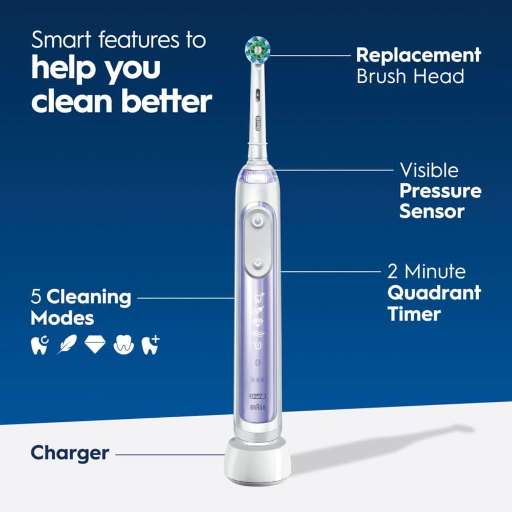 image:imageOralB Genius X Limited Rechargeable Electric Toothbrush with 1 Replacement Brush Head Travel Case Midnight BlackPurple