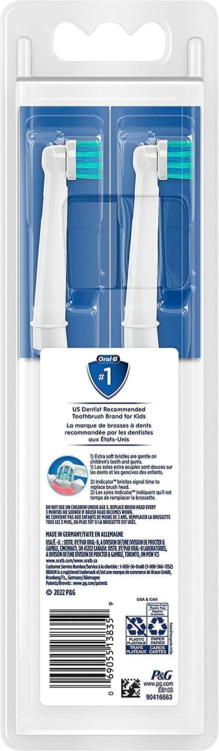 image:imageOralB Kids Extra Soft Replacement Brush Heads 2 Count Cavity ProtectionBlue white
