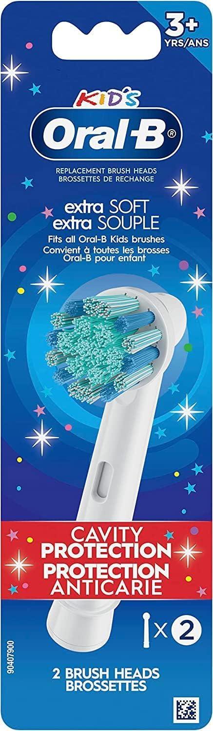 image:imageOralB Kids Extra Soft Replacement Brush Heads 2 Count Cavity ProtectionBlue white