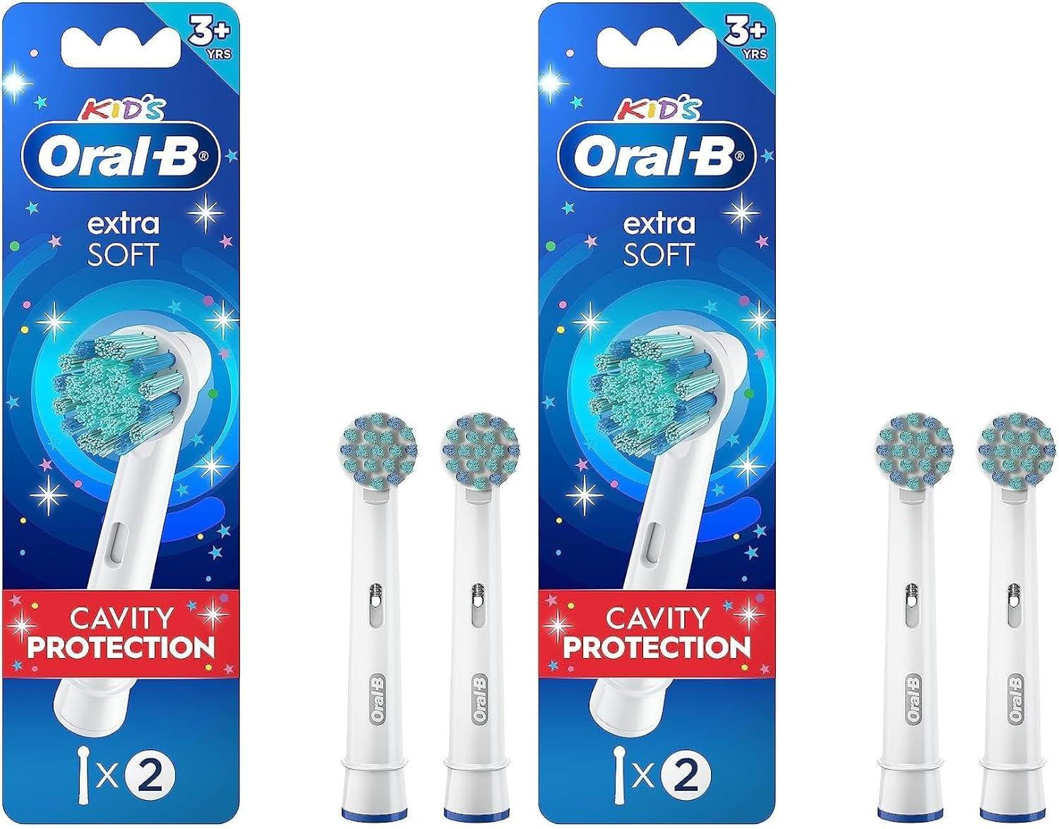 image:imageOralB Kids Extra Soft Replacement Brush Heads 2 Count Cavity ProtectionBlue white