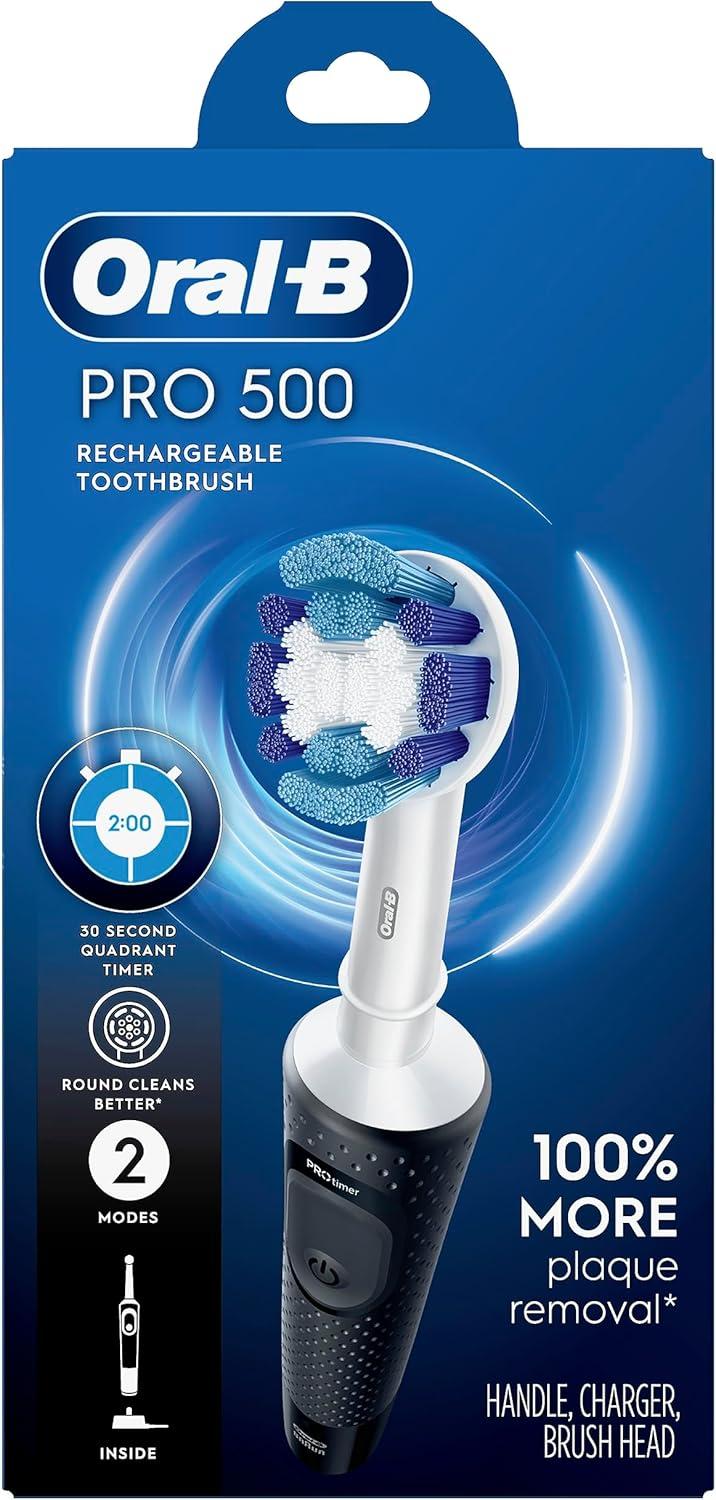 image:imageOralB Pro 500 Electric Toothbrush with 1 Brush Head Rechargeable Black1 Count Pack of 1