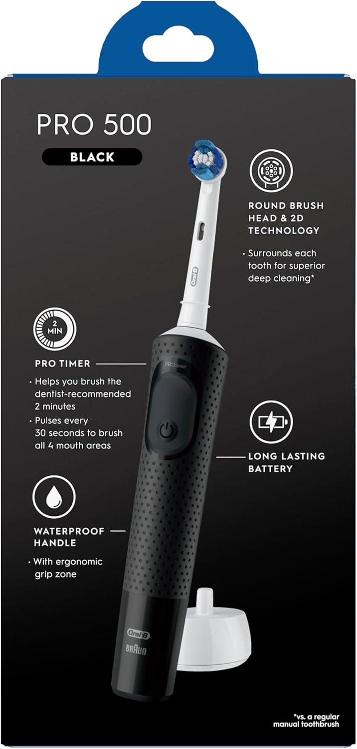 image:imageOralB Pro 500 Electric Toothbrush with 1 Brush Head Rechargeable Black1 Count Pack of 1