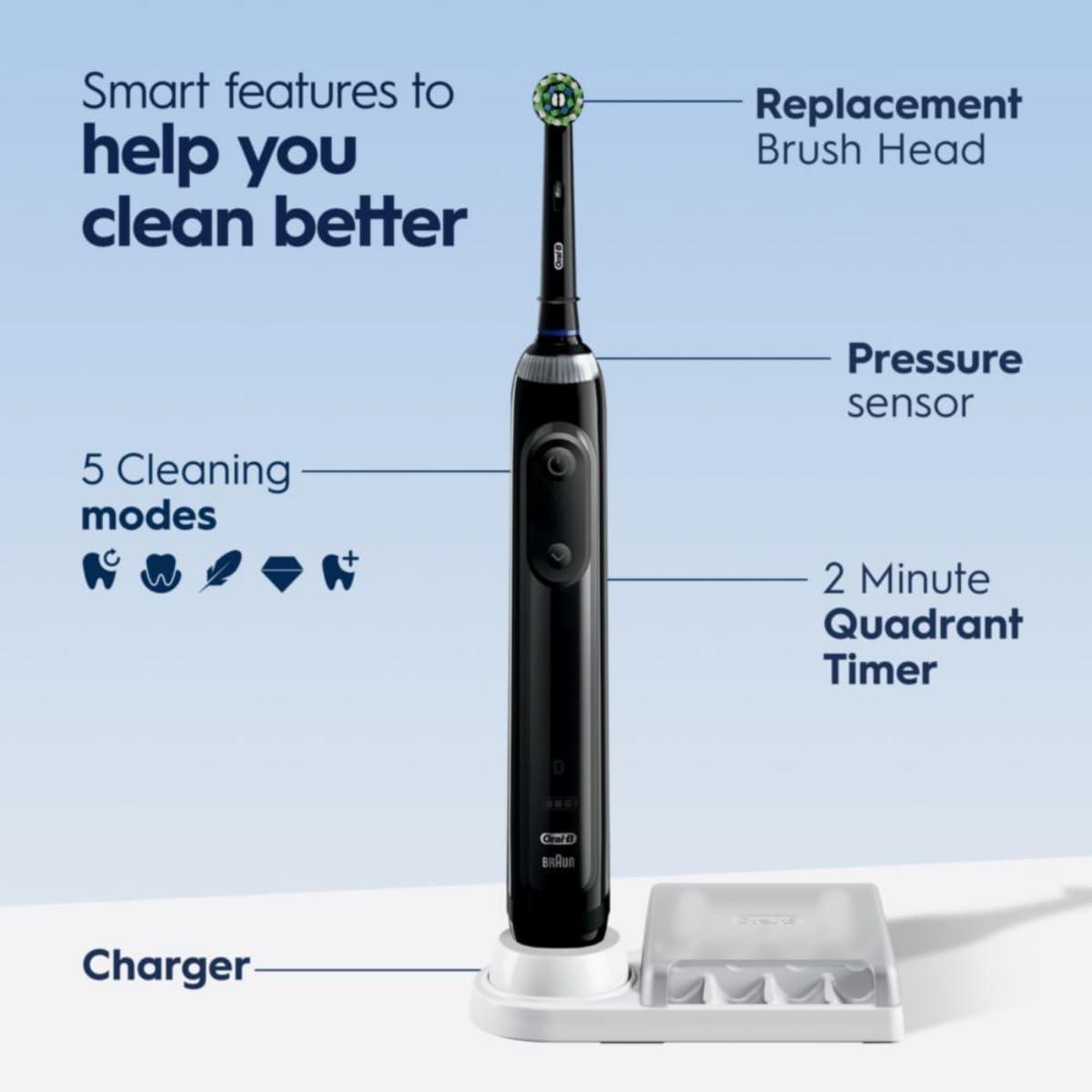 image:imageOralB Pro 5000 Smartseries Power Rechargeable Electric Toothbrush with Bluetooth Connectivity Black EditionBlack
