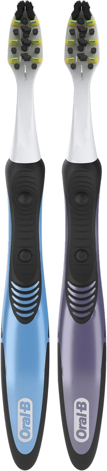 image:imageOralB Pulsar Charcoal Battery Electric Toothbrush 2 Count Soft Toothbrush Pack removes Plaque Travel Essentials Tooth BrushBlack