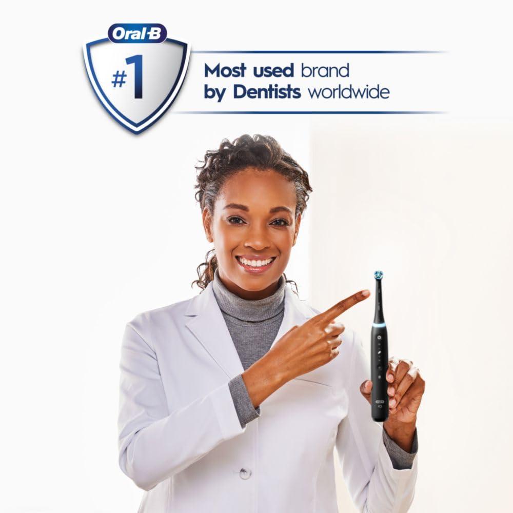 image:imageOralB iO Deep Clean Whiten Rechargeable Electric Toothbrush with Visible Pressure Sensor 2 Minute Timer 5 Cleaning Settings 1 iO5 Limited 3 Toothbrush Heads Travel Case amp Refill Holder WhiteBlack