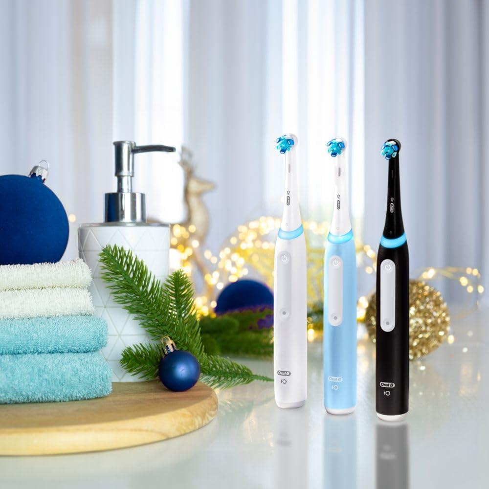 image:imageOralB iO Deep Clean Rechargeable Electric Toothbrush Black iO Series 3 Limited 2 Brush Heads Travel Case Pressure Sensor 3 Cleaning SettingsIcy Blue