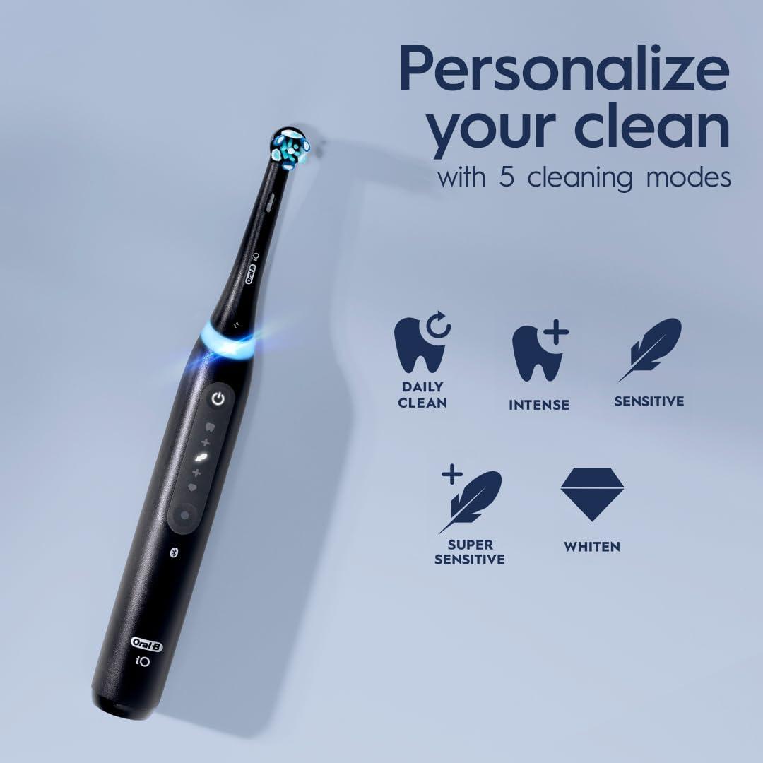 image:imageOralB iO Series 5 Ultimate White Rechargeable Electric Toothbrush with Visible Pressure Sensor 2 Minute Timer 5 Cleaning Settings 1 Replacement Toothbrush Heads and Travel Case WhiteWhite