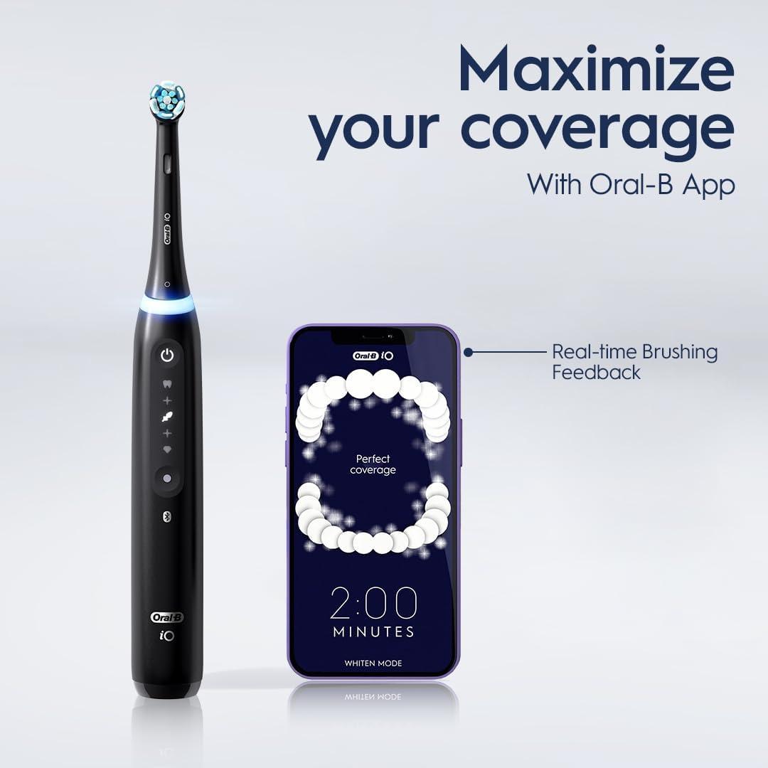 image:imageOralB iO Series 5 Ultimate White Rechargeable Electric Toothbrush with Visible Pressure Sensor 2 Minute Timer 5 Cleaning Settings 1 Replacement Toothbrush Heads and Travel Case WhiteWhite