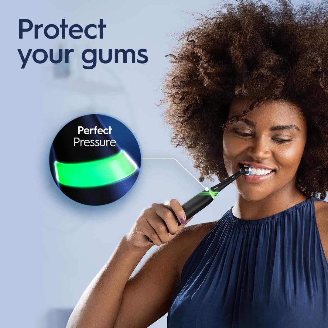 image:imageOralB iO Series 5 Ultimate White Rechargeable Electric Toothbrush with Visible Pressure Sensor 2 Minute Timer 5 Cleaning Settings 1 Replacement Toothbrush Heads and Travel Case WhiteWhite