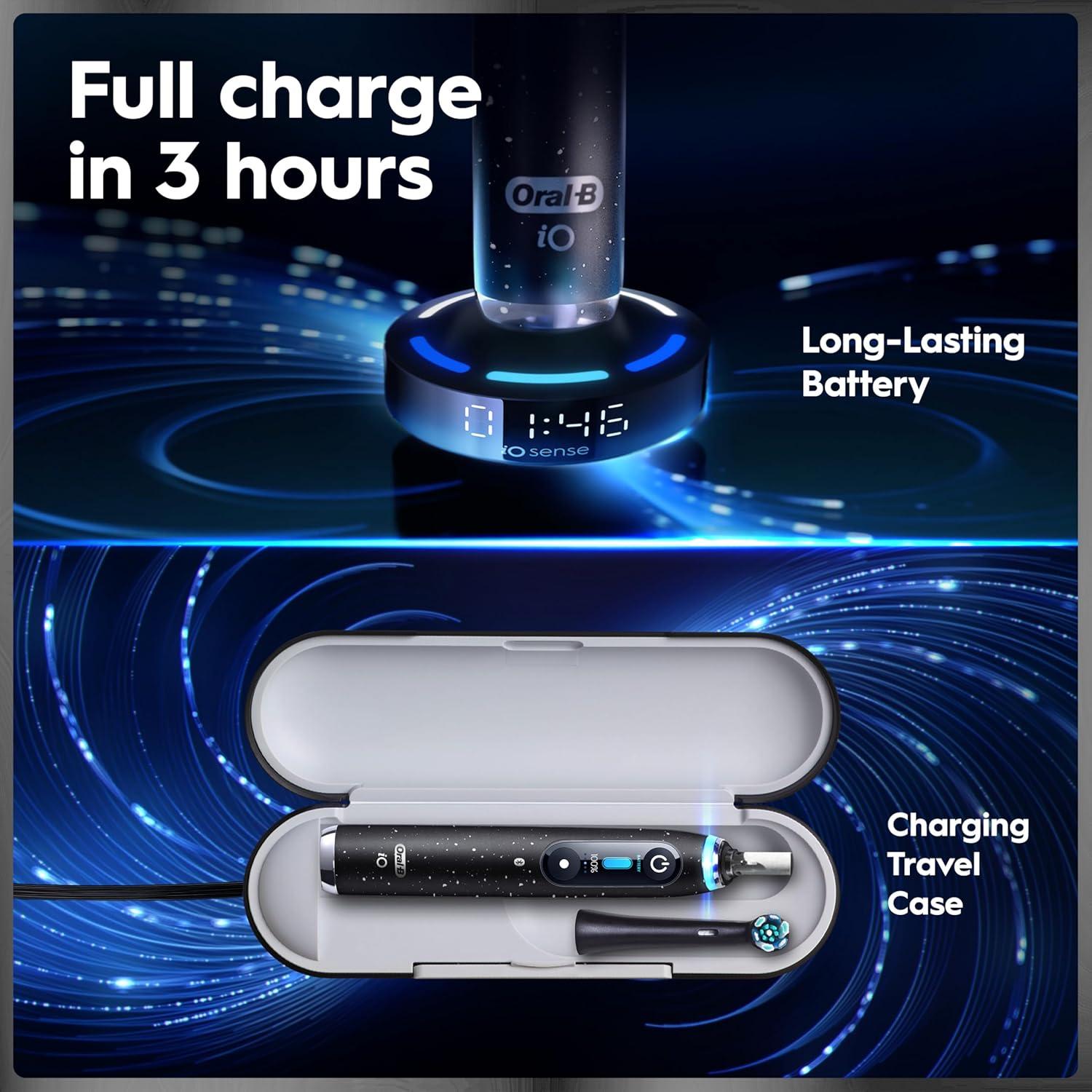 image:imageOralB iO Series 9 Electric Toothbrush with 3 Replacement Brush Heads White AlabasterAquamarine