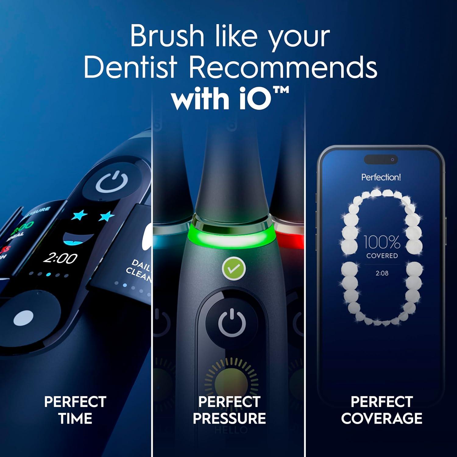 image:imageOralB iO Series 9 Electric Toothbrush with 3 Replacement Brush Heads White AlabasterAquamarine