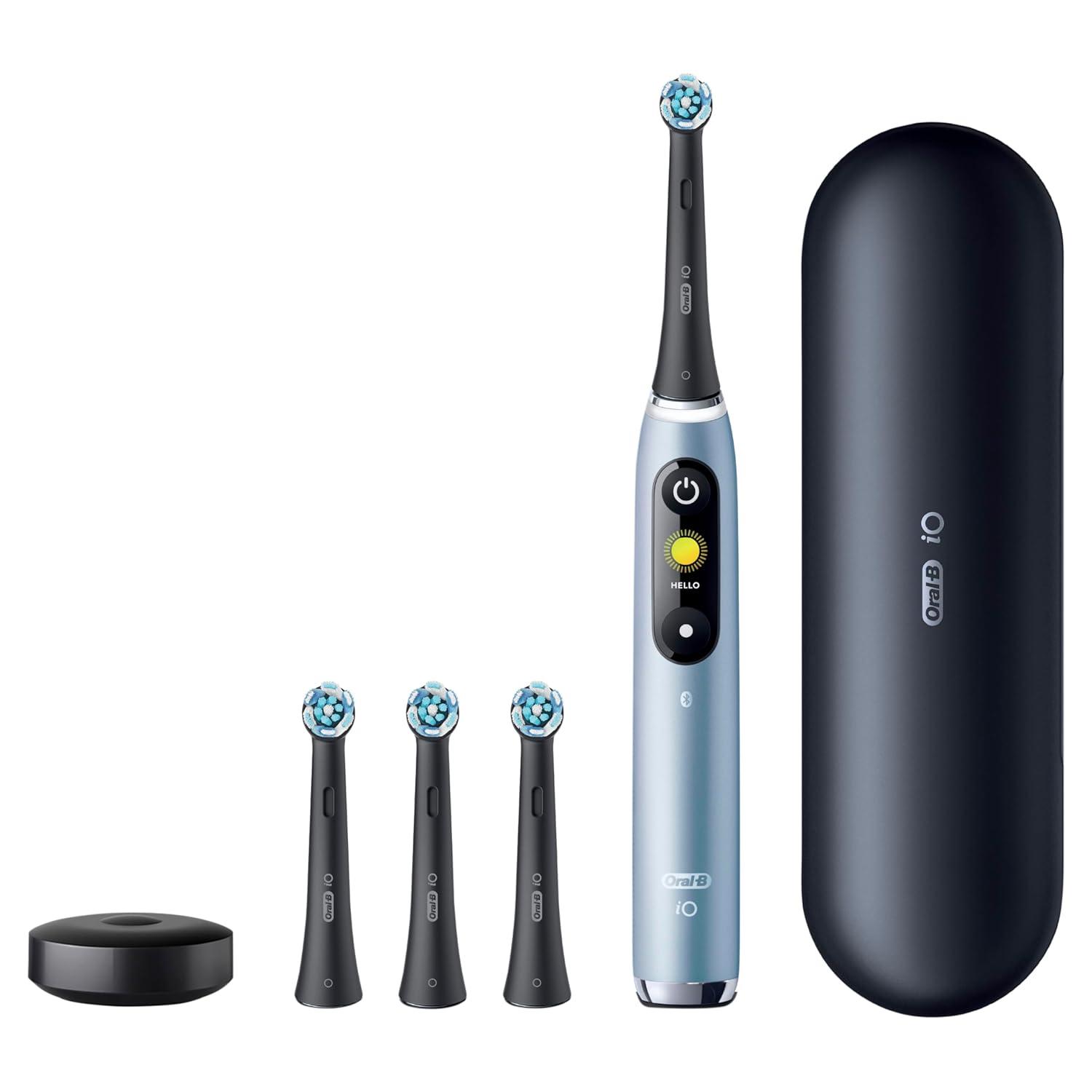 image:imageOralB iO Series 9 Electric Toothbrush with 3 Replacement Brush Heads White AlabasterAquamarine