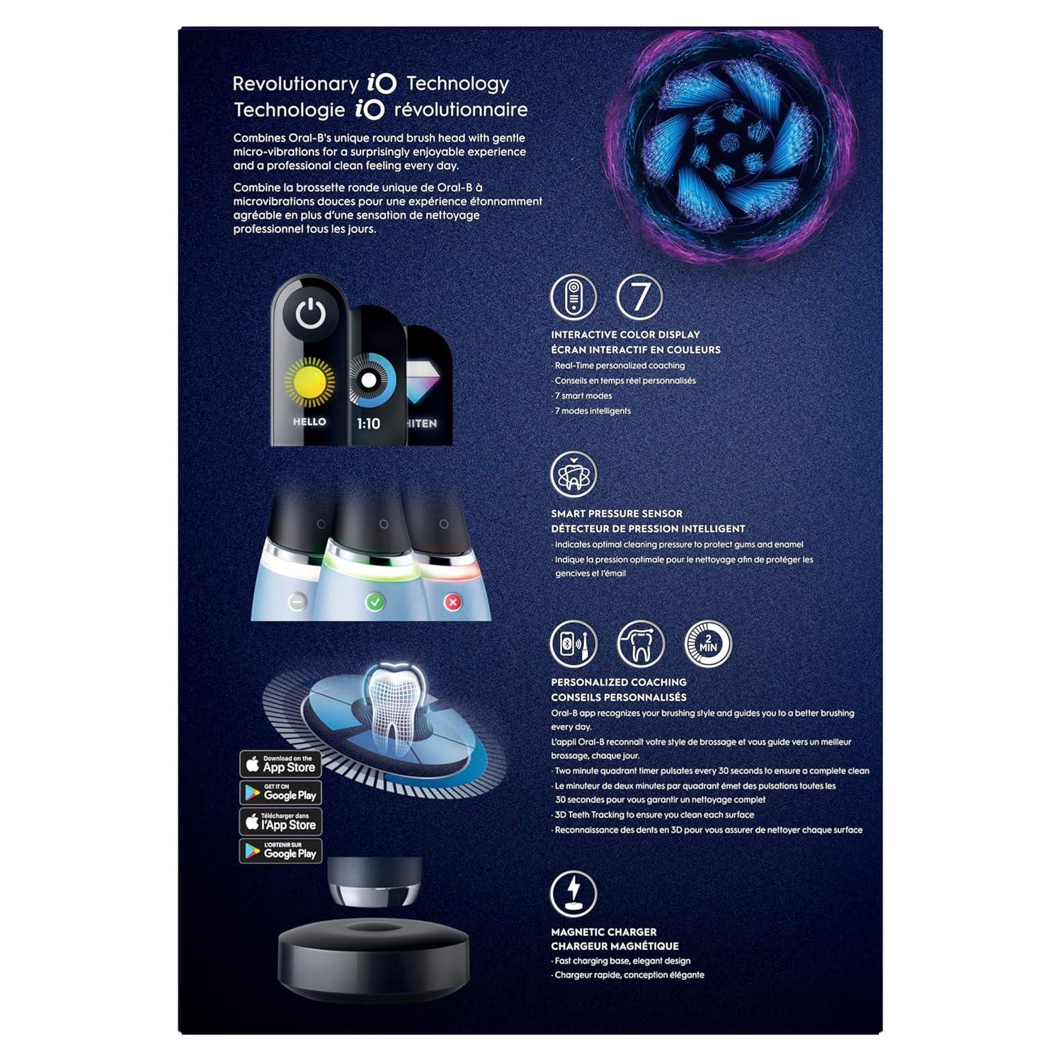 image:imageOralB iO Series 9 Electric Toothbrush with 3 Replacement Brush Heads White AlabasterAquamarine