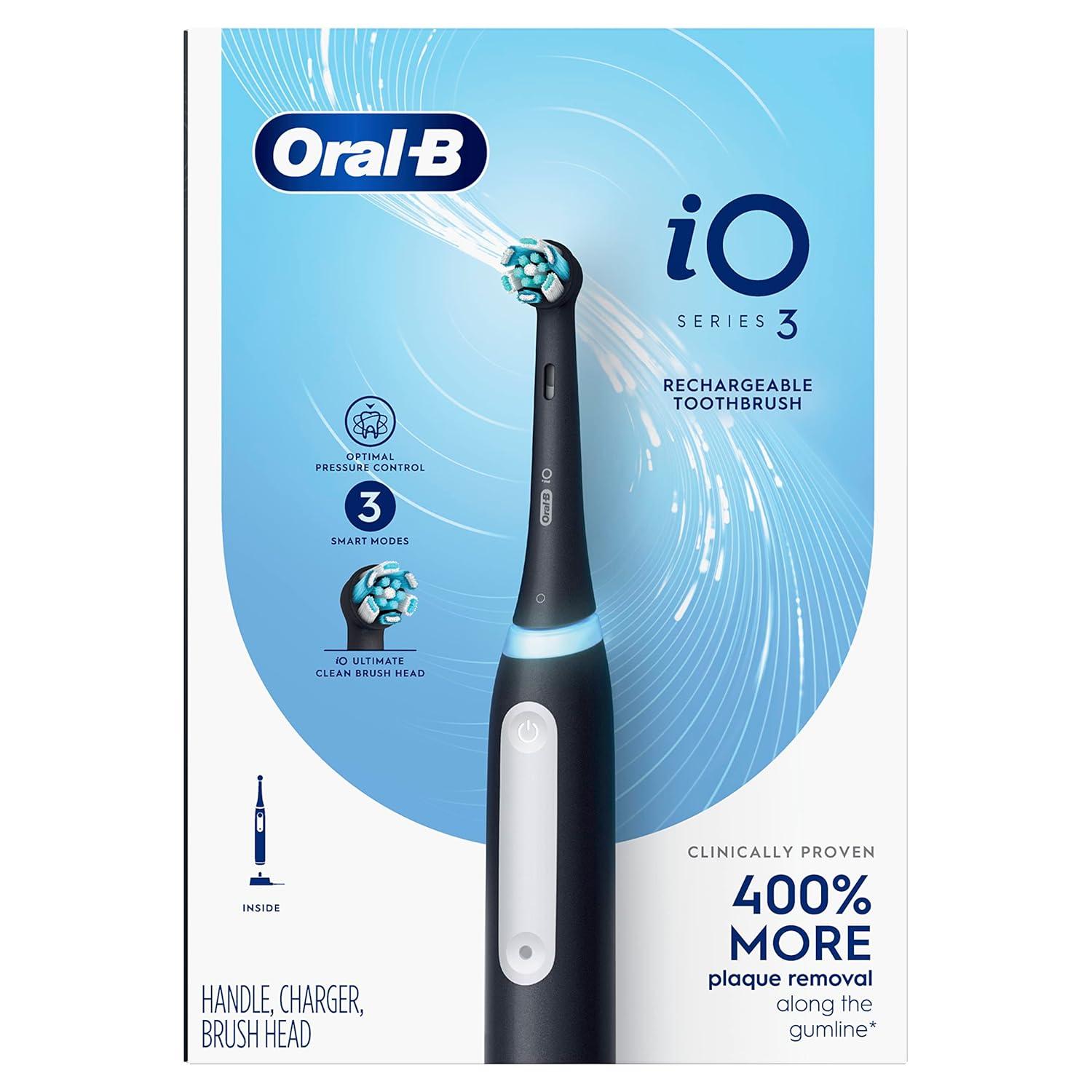 image:imageOralB iO3 Electric Toothbrush 1 with 1 Ultimate Clean Brush Head and 1 Charger BlueBlack