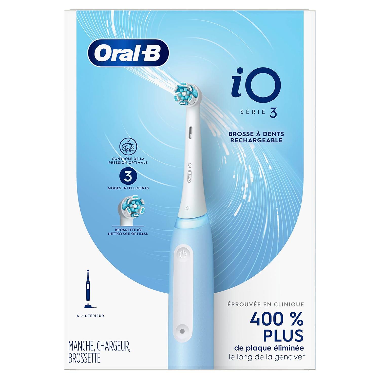 image:imageOralB iO3 Electric Toothbrush 1 with 1 Ultimate Clean Brush Head and 1 Charger BlueIcy Blue
