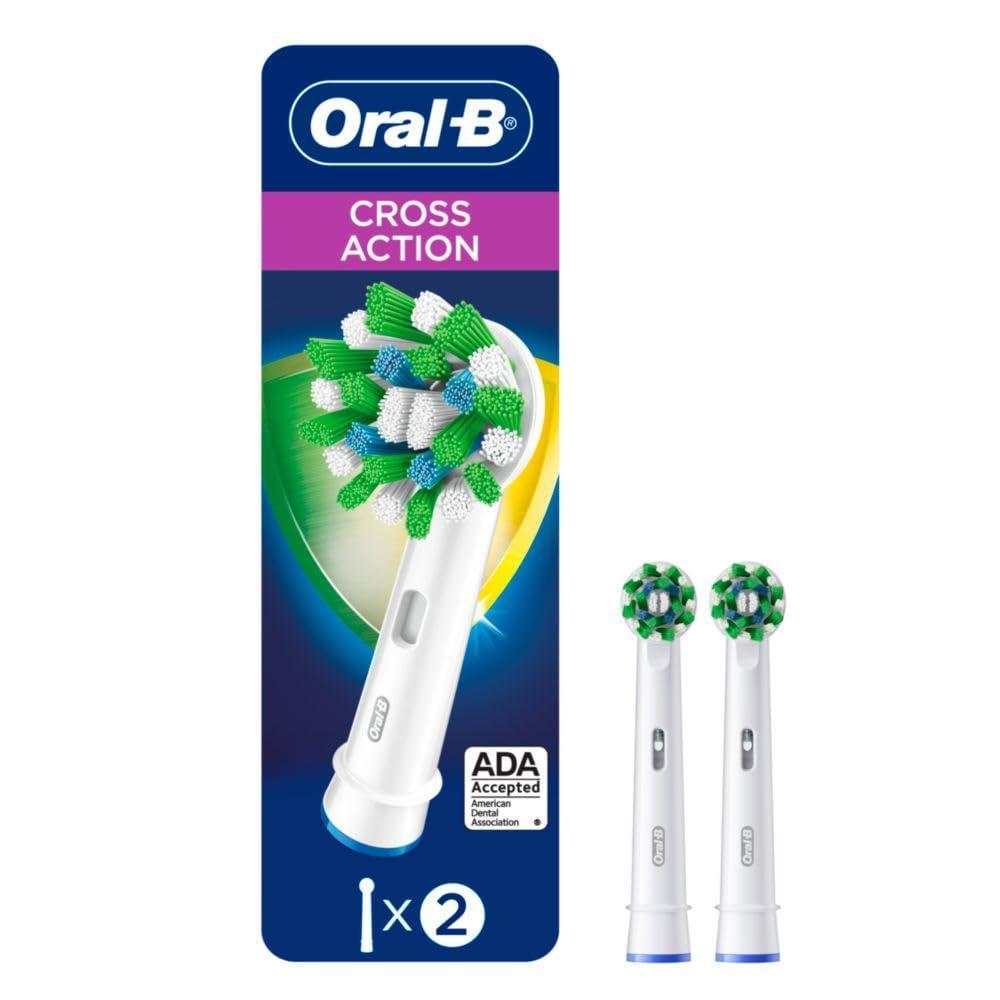 image:imageOralB CrossAction Electric Toothbrush Replacement Brush Heads Black 4 Count 1 Sensitive WhiteWhite