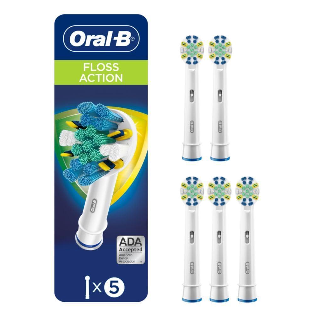 image:imageOralB FlossAction Electric Toothbrush Replacement Brush Heads White 4 Count 1 Sensitive White5 Count Pack of 1