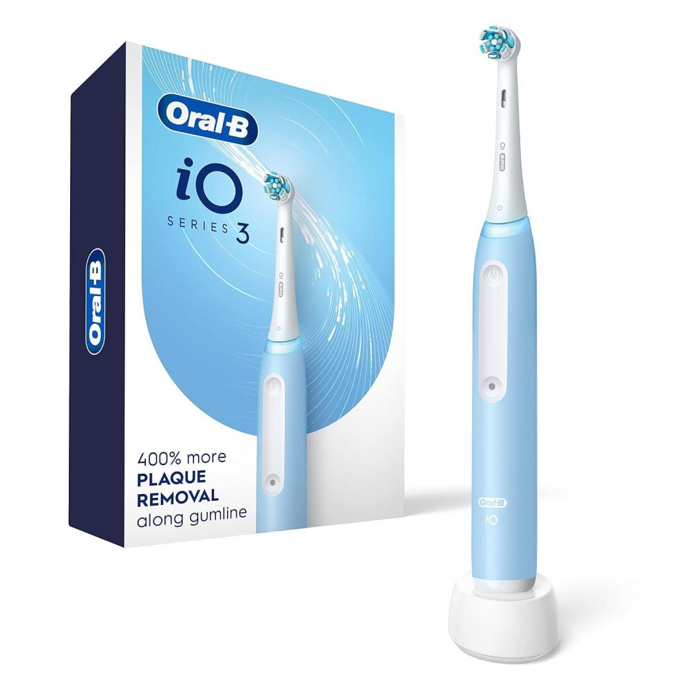 image:imageOralB iO3 Electric Toothbrush 1 with 1 Ultimate Clean Brush Head and 1 Charger BlueIcy Blue