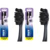 image:imageOralB 3D White Charcoal toothbrush 2 count MEDIUM manual tootbrush pack Whitens teeth removes plaque and stains tongue scraper tooth brush2 Count Pack of 2
