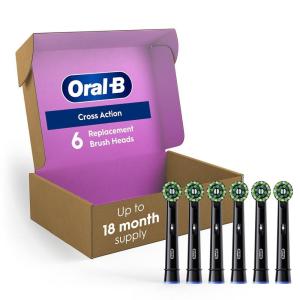 Oral-B CrossAction Electric Toothbrush Replacement Brush Heads, Black, 4 Count + 1 Sensitive White(Black)