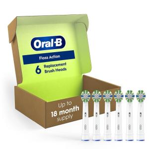 Oral-B FlossAction Electric Toothbrush Replacement Brush Heads, White, 4 Count + 1 Sensitive White(1 Count (Pack of 6))