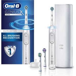 Oral-B GENIUS X Electric Toothbrush with 3 Oral-B Replacement Brush Heads and Toothbrush Case, White (Packaging May Vary)(White)