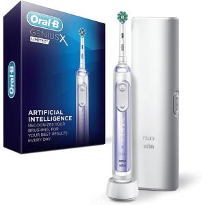 Oral-B Genius X Limited Rechargeable Electric Toothbrush with 1 Replacement Brush Head, Travel Case, Midnight Black(Purple)