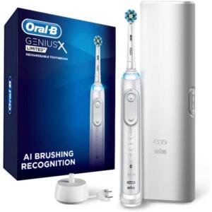 Oral-B Genius X Limited Rechargeable Electric Toothbrush with 1 Replacement Brush Head, Travel Case, Midnight Black(White)