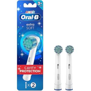 Oral-B Kids Extra Soft Replacement Brush Heads, 2 Count, Cavity Protection(Blue white)