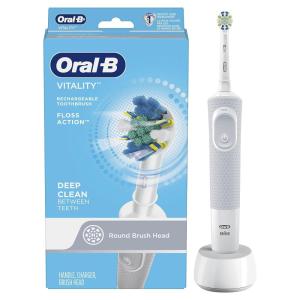 Oral-B Vitality FlossAction Electric Toothbrush with Replacement Brush Head, Pink(White  Light Grey)