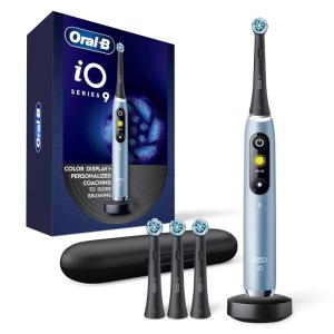 Oral-B iO Series 9 Electric Toothbrush with 3 Replacement Brush Heads, White Alabaster(Aquamarine)