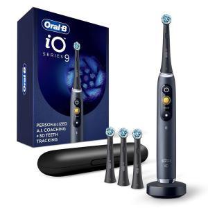 Oral-B iO Series 9 Electric Toothbrush with 3 Replacement Brush Heads, White Alabaster(Blackonyx)