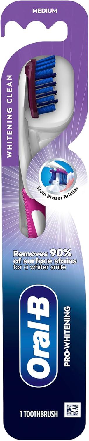 image:imageOralB 3D White Deep Stain Remover 1 count toothbrush MEDIUM Removes 90 of surface stains whitens teeth deep reach removes plaque and stains tooth brush1 Count Pack of 1