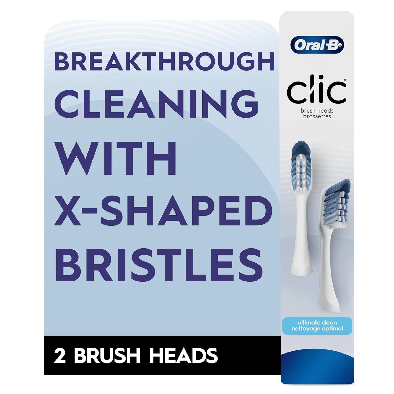 image:imageOralB Clic Toothbrush replacement heads 2 count toothbrushes white refill brush heads1 Count Pack of 2