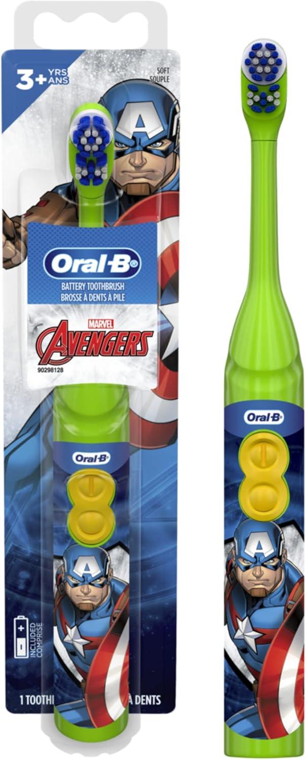 image:imageOralB Kids Battery Toothbrush Featuring Marvels Avengers Soft Bristles for Kids 3 Character May Vary1 Count Pack of 1